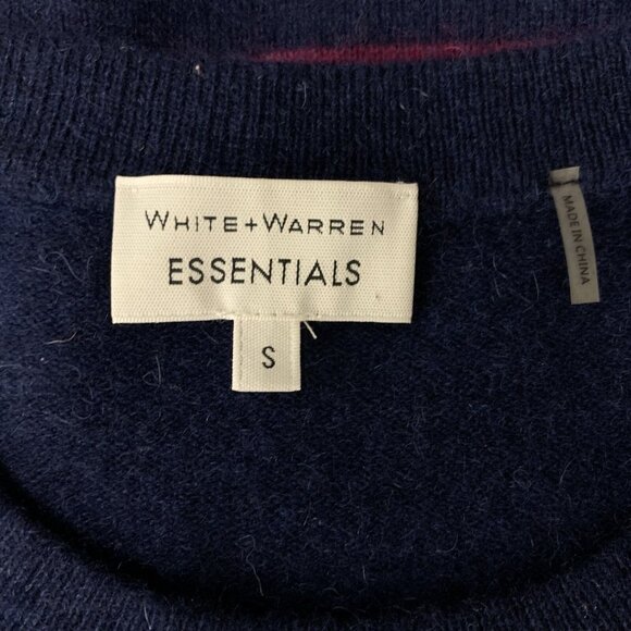 White Warren Sweater Small Navy 100 Cashmere Crewneck Luxe Classic - Picture 4 of 6